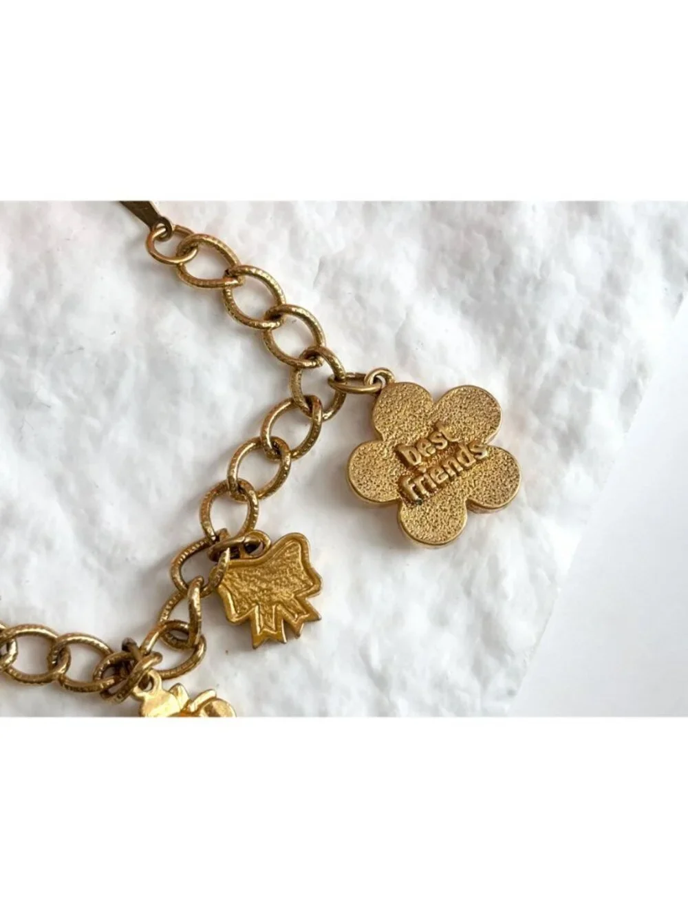Disney Signed Minnie Mouse Friends Forever Charm Gold Toned Vintage Bracelet - Picture 16 of 16